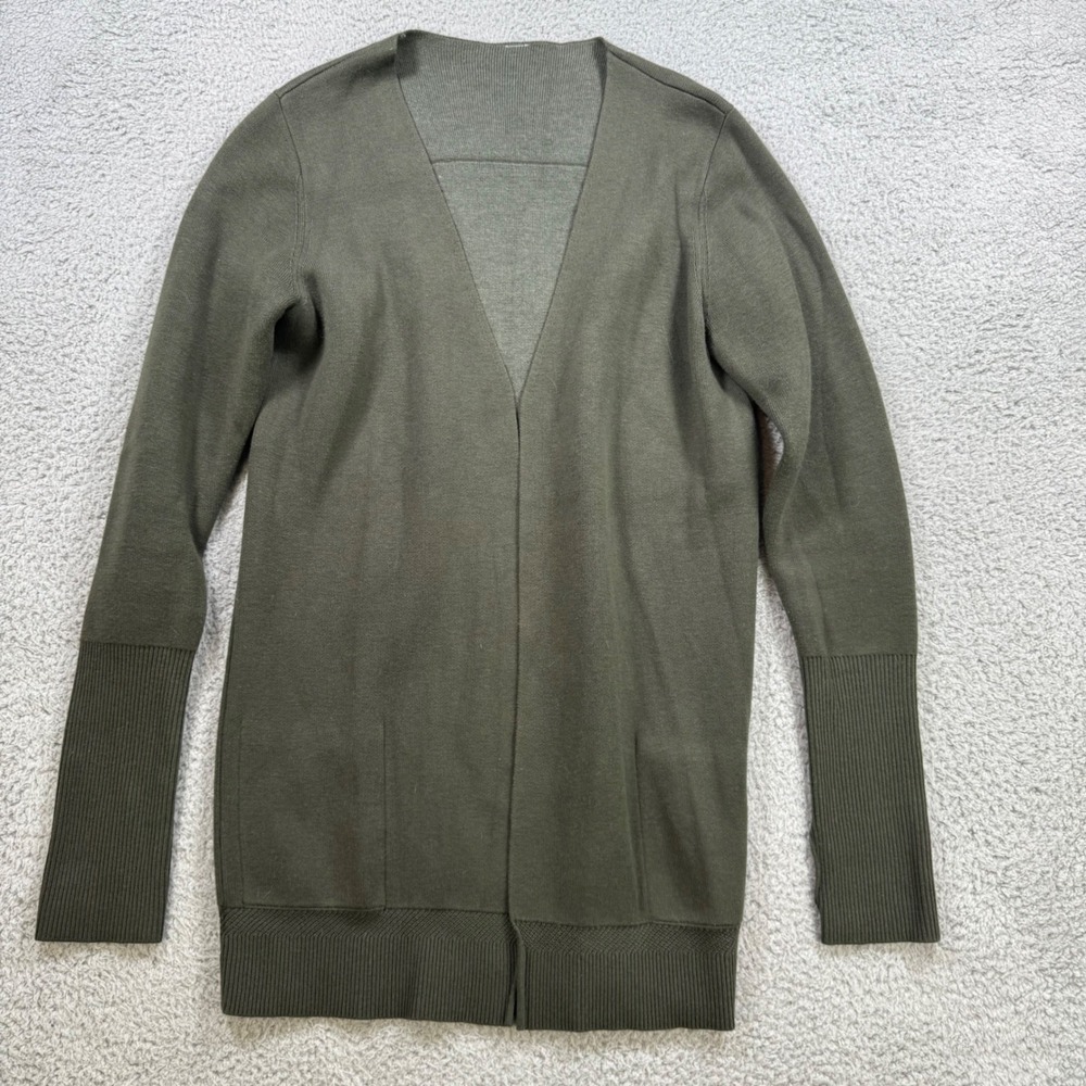 Lululemon Deep Olive Green Knit Open Front Long Sleeve Cardigan Women 6